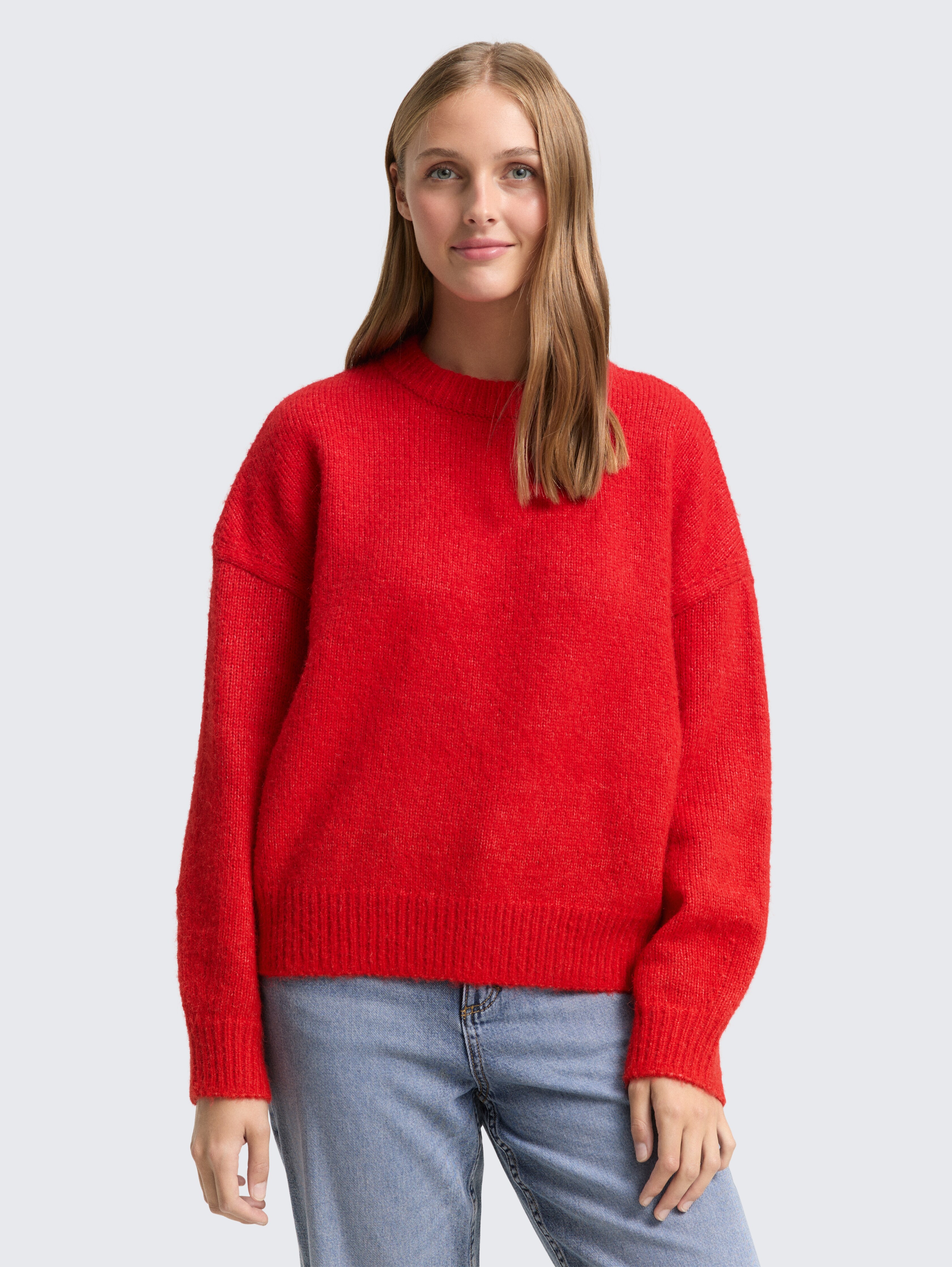 Oversize Strickpullover von Denim Female, brilliant red