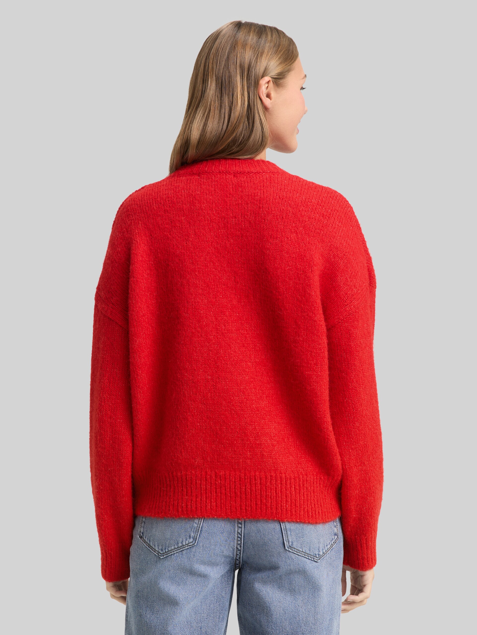 Oversized knitted jumper - brilliant red