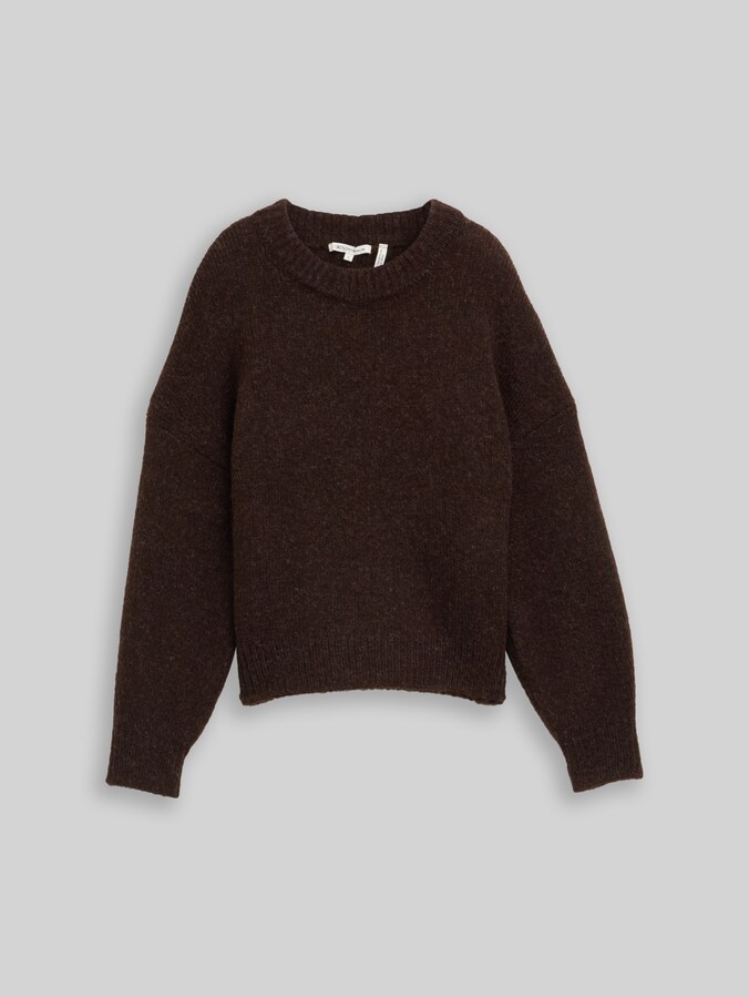 Oversized gebreide trui door Denim Female, soft chocolate brown melange