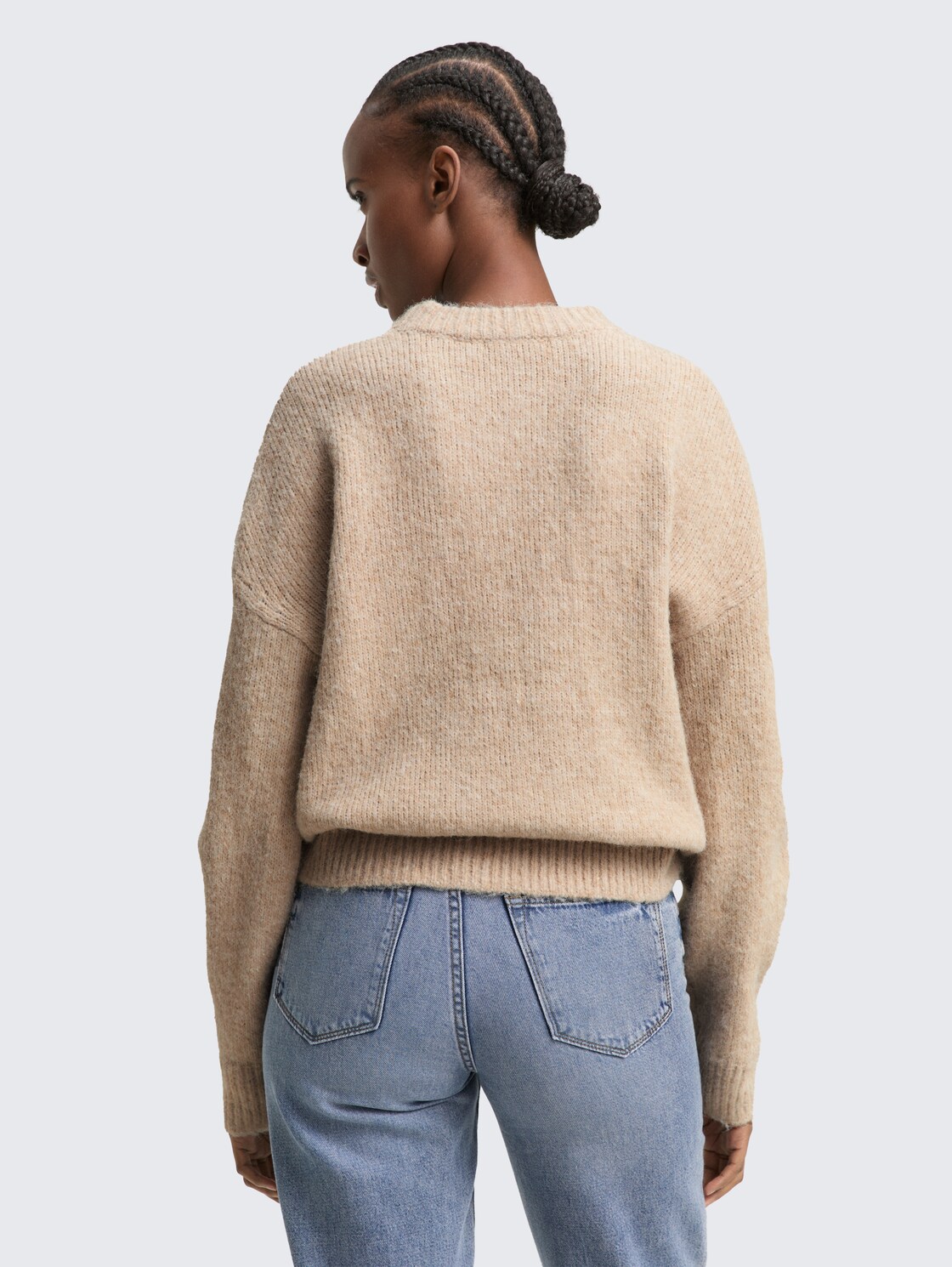 Oversize Strickpullover - cosy beige melange