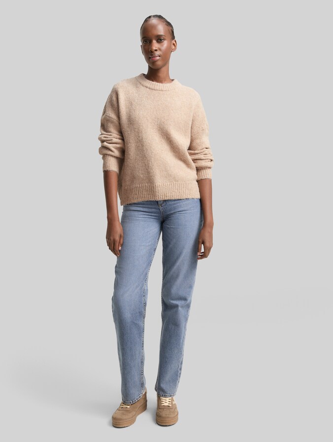 Oversize Strickpullover von Denim Female, cosy beige melange