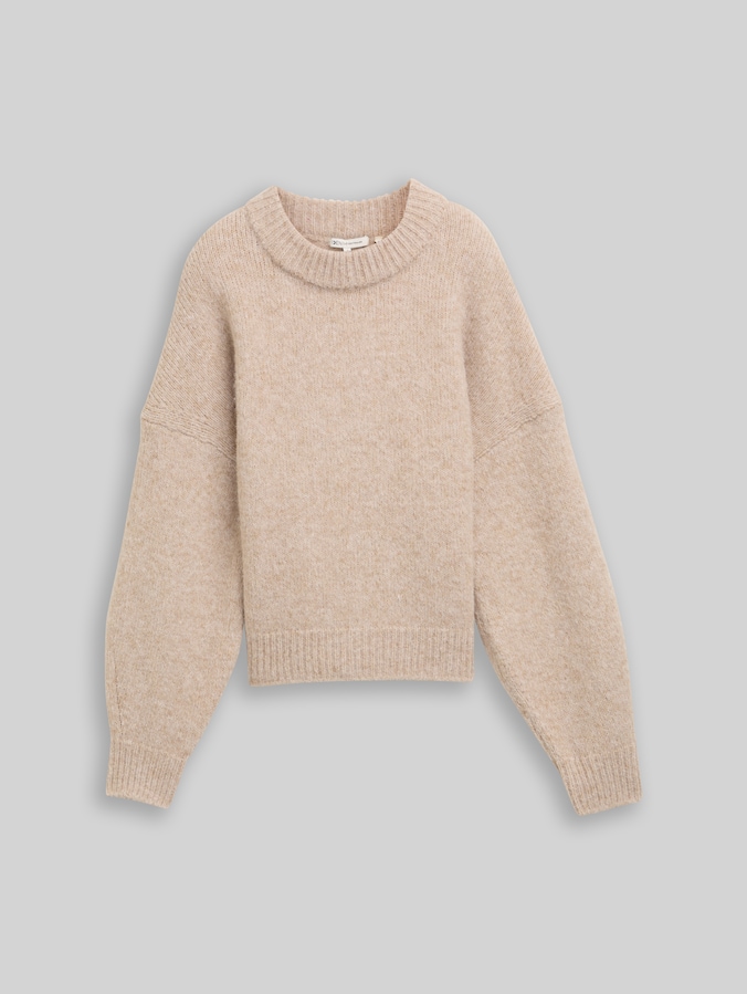 Oversized knitted jumper by Denim Female, cosy beige melange