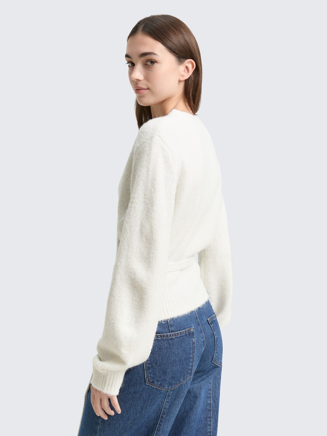 Relaxed Fit Wrap Cardigan - Marble Beige Melange