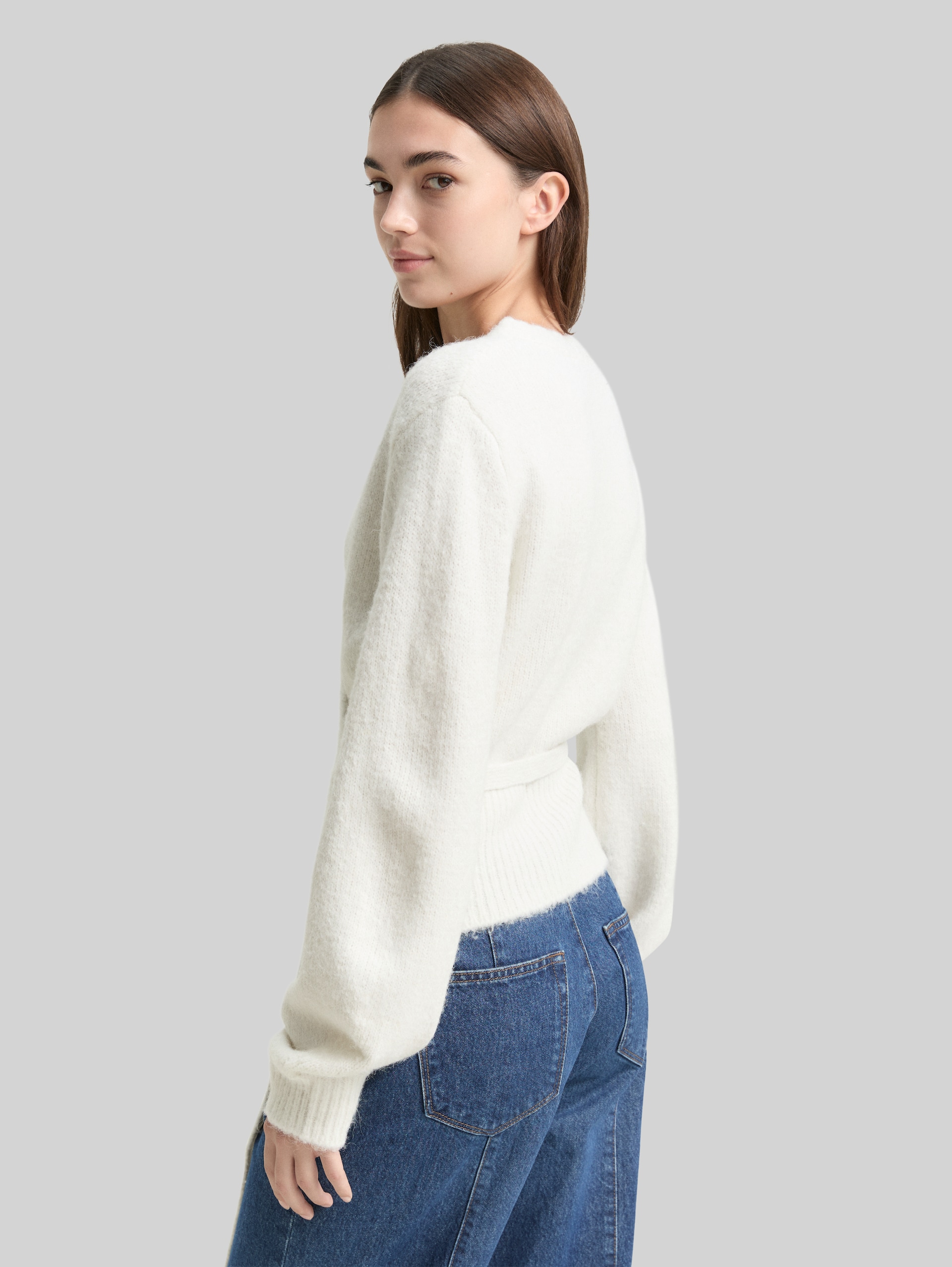 Relaxed fit wrap cardigan - Marble Beige Melange