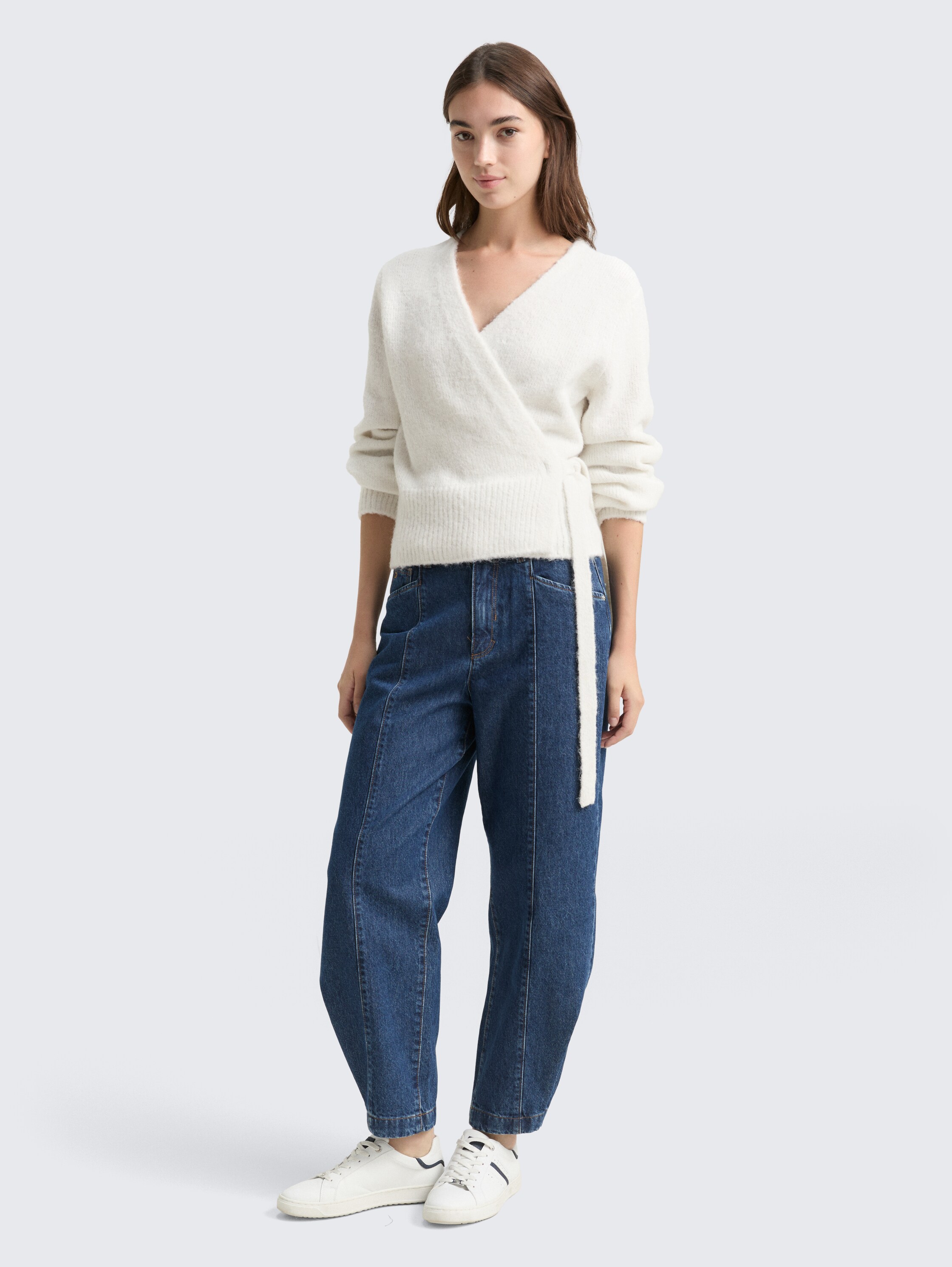 Relaxed Fit Wrap Cardigan - marble_beige_melange - 