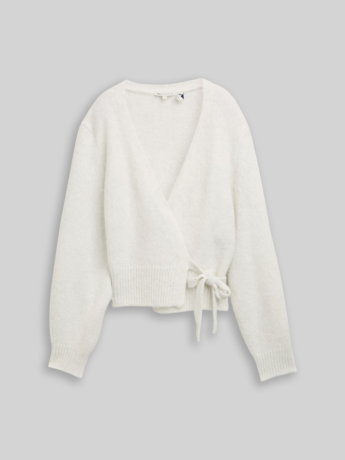 Relaxed Fit Wrap Cardigan von Denim Female, Marble Beige Melange