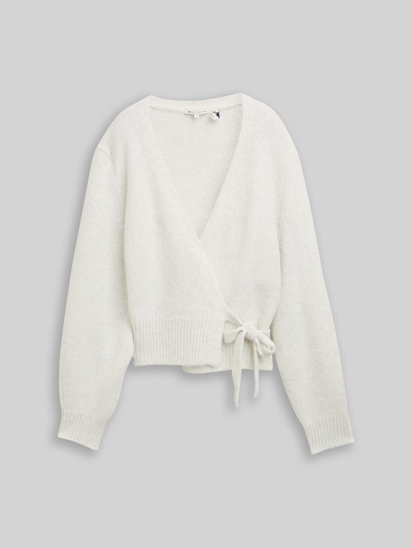 Relaxed Fit Wrap Cardigan von Denim Female, Marble Beige Melange