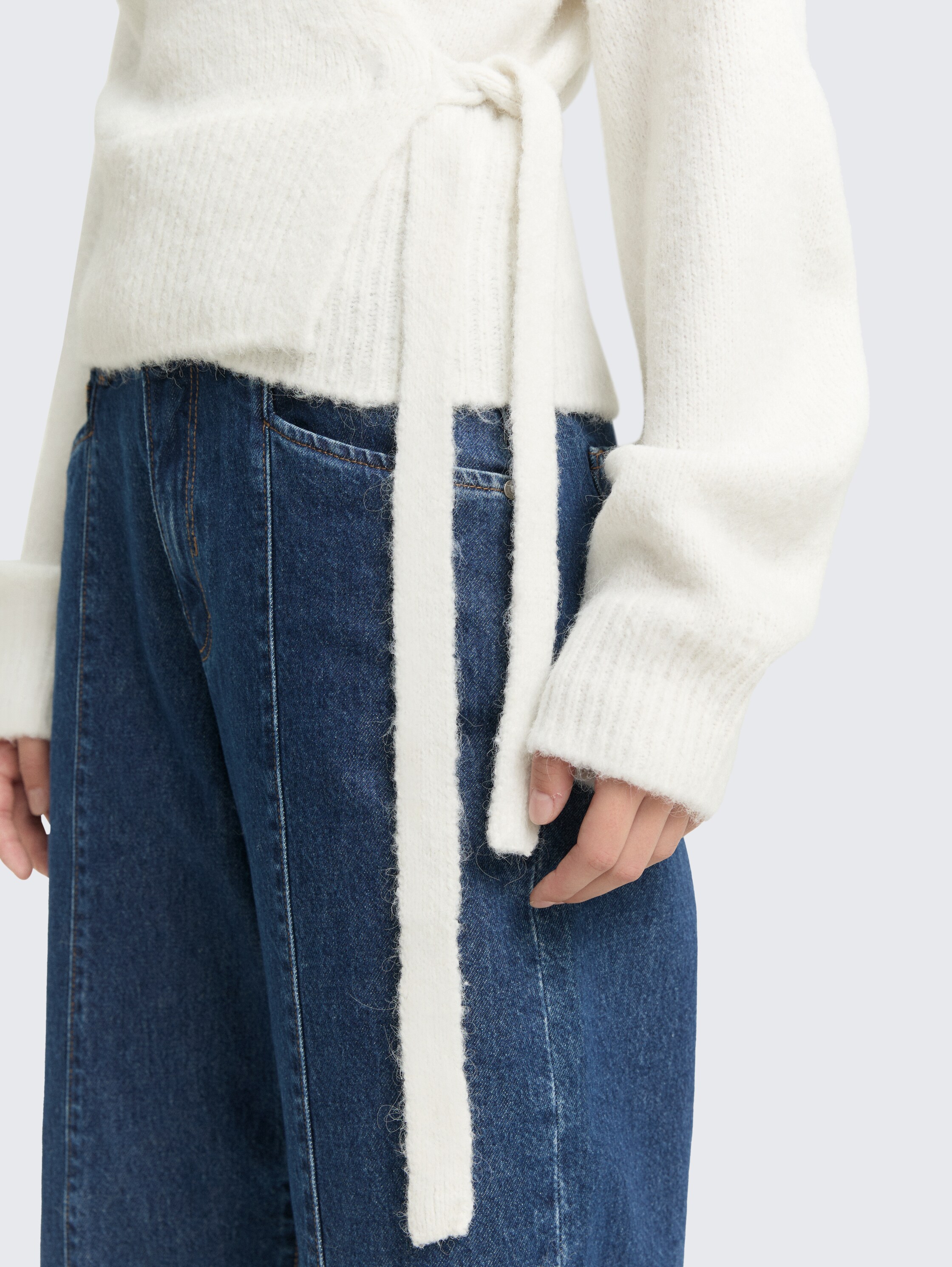 Relaxed Fit Wrap Cardigan - marble_beige_melange - 