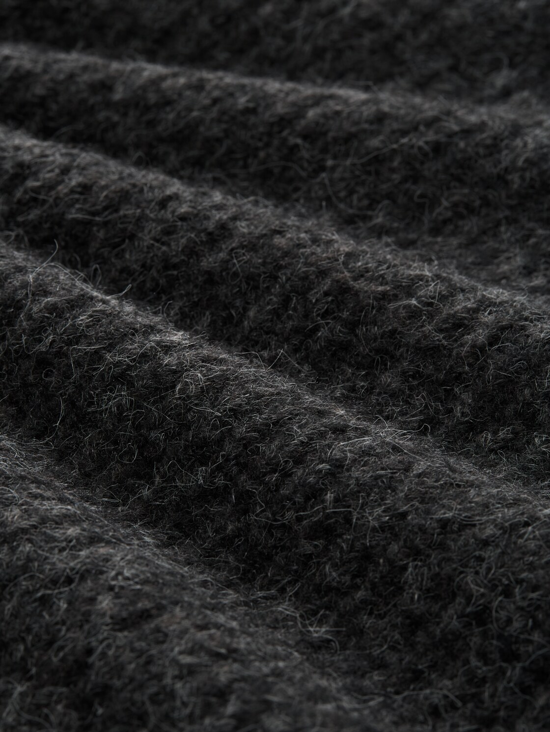 Relaxed Fit Strickpullover mit Stehkragen - Shale Grey Melange - Material-Ansicht