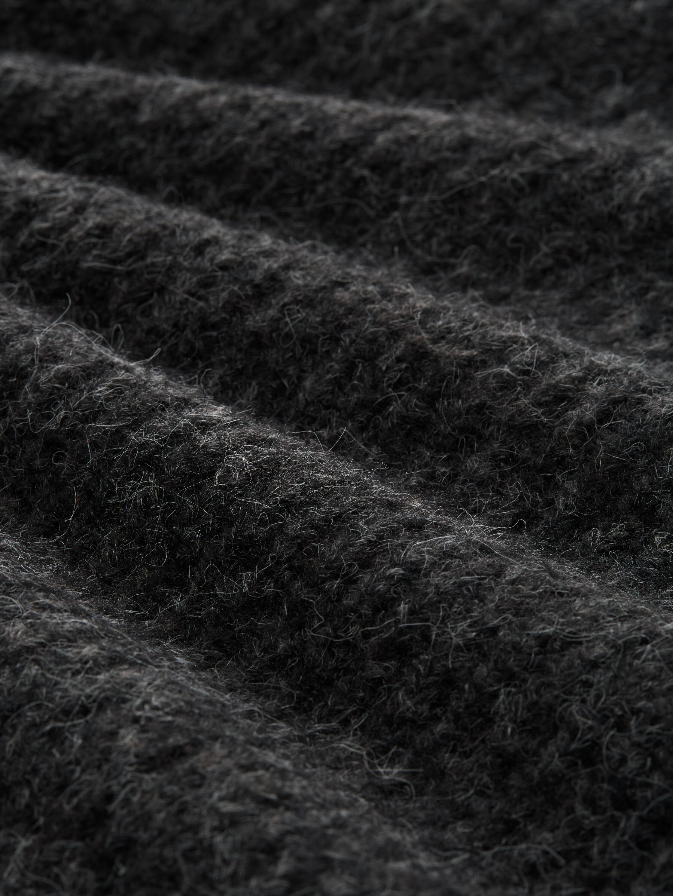 Relaxed fit gebreide trui met opstaande kraag - shale_grey_melange - 