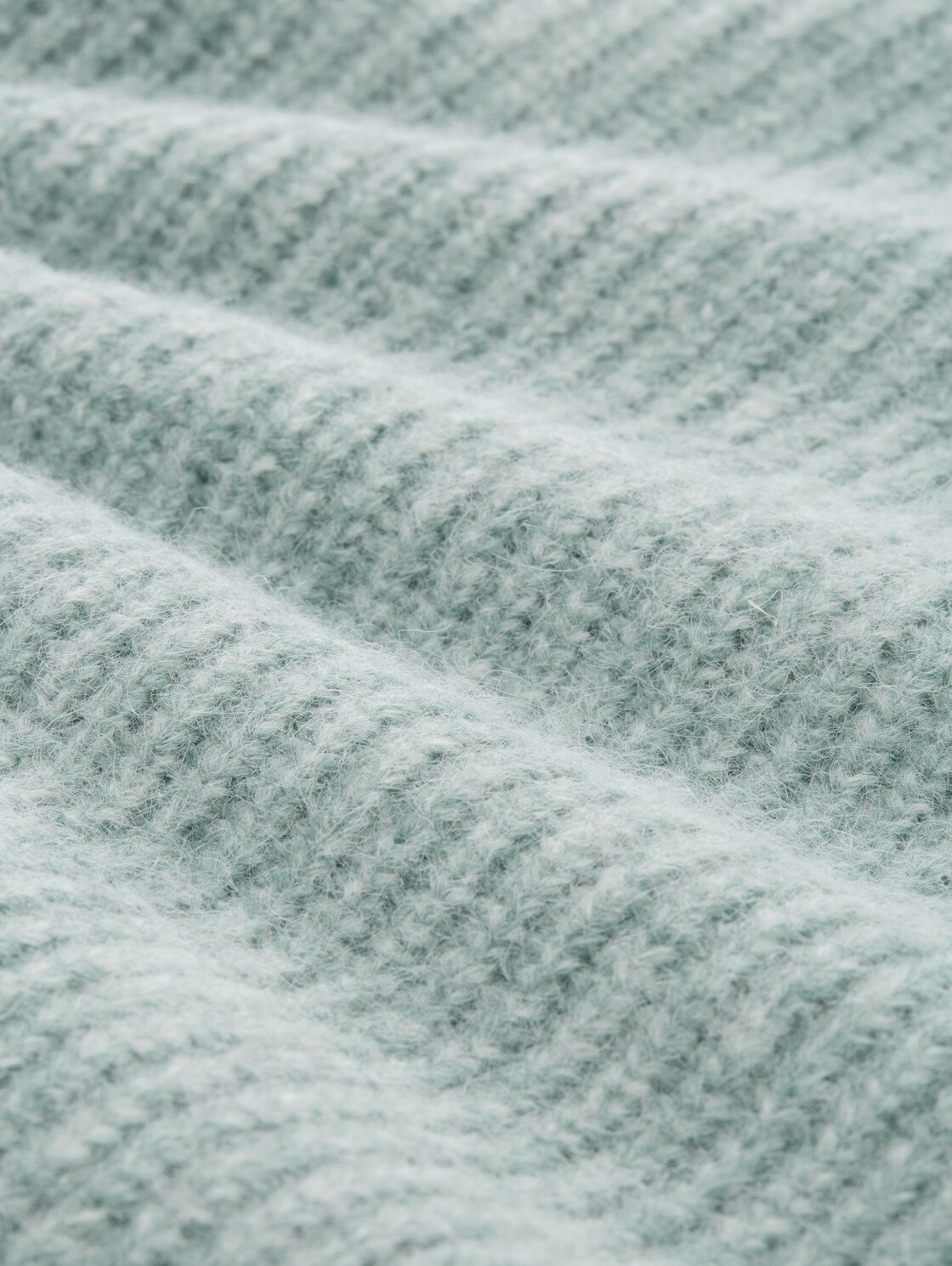 Relaxed Fit Strickpullover mit Stehkragen - Silver Cloud Blue Melange - Material-Ansicht