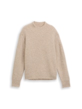 Nicht ausgewählt, Relaxed Fit Strickpullover mit Stehkragen von , beige
