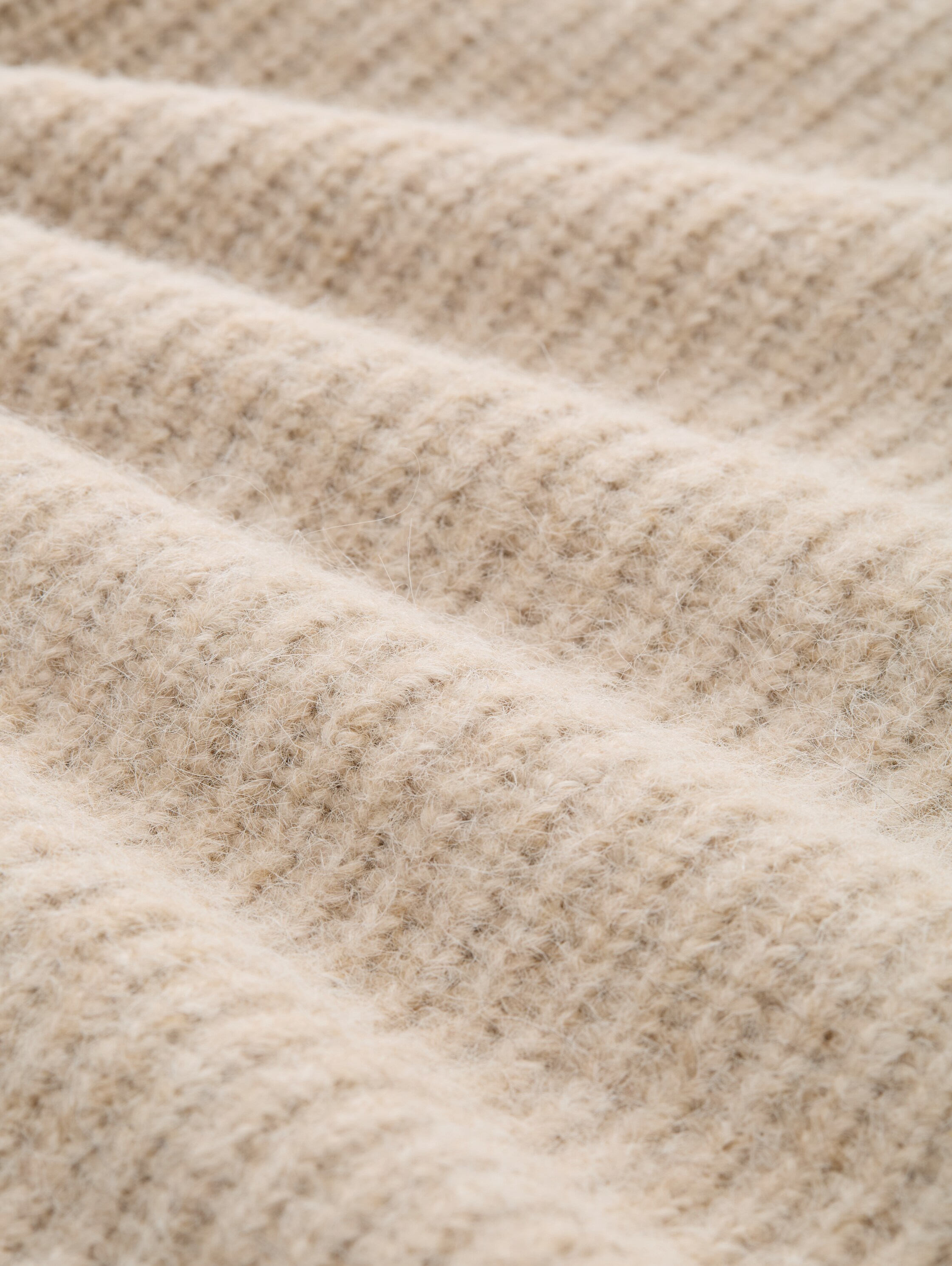 Relaxed Fit Strickpullover mit Stehkragen - cosy_beige_melange - 