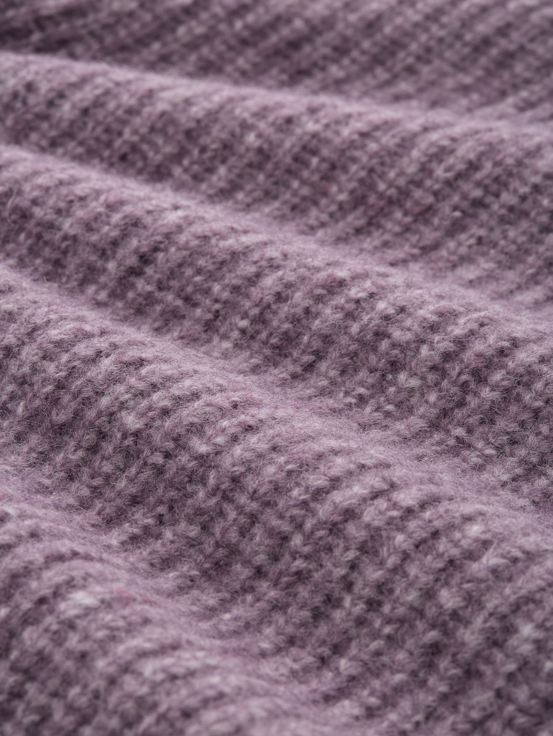 Relaxed Fit Strickpullover mit Stehkragen - dark lavender melange - Material-Ansicht