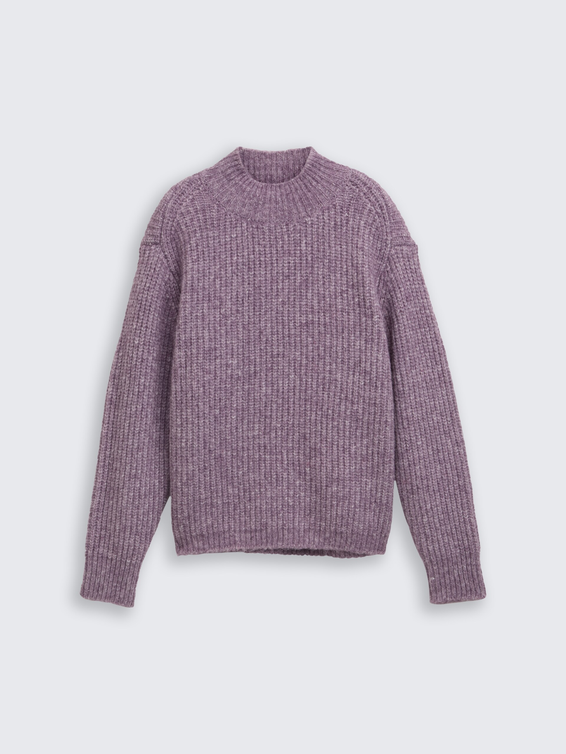Relaxed Fit Strickpullover mit Stehkragen - dark lavender melange
