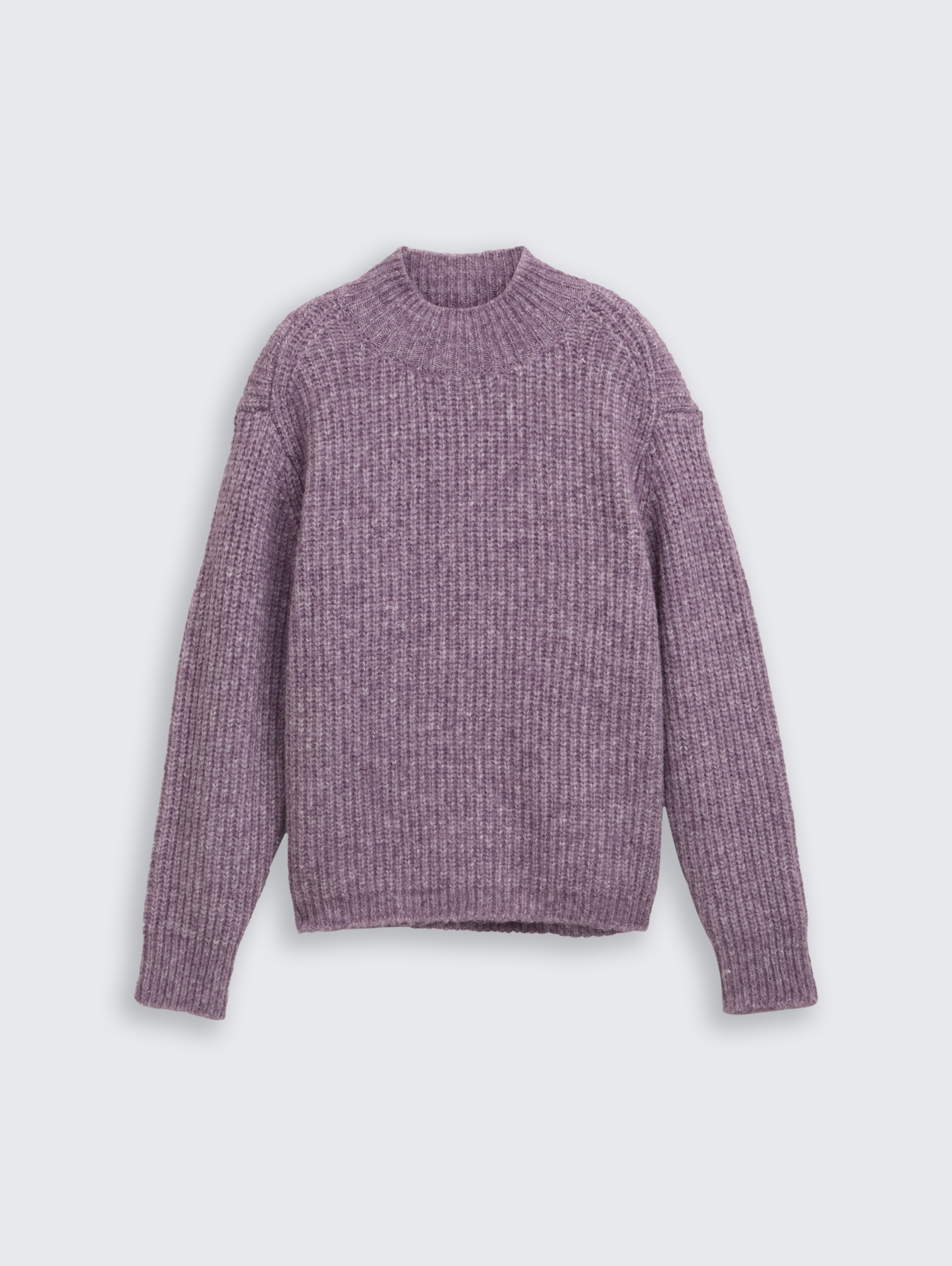 Relaxed Fit Strickpullover mit Stehkragen - dark_lavender_melange - 