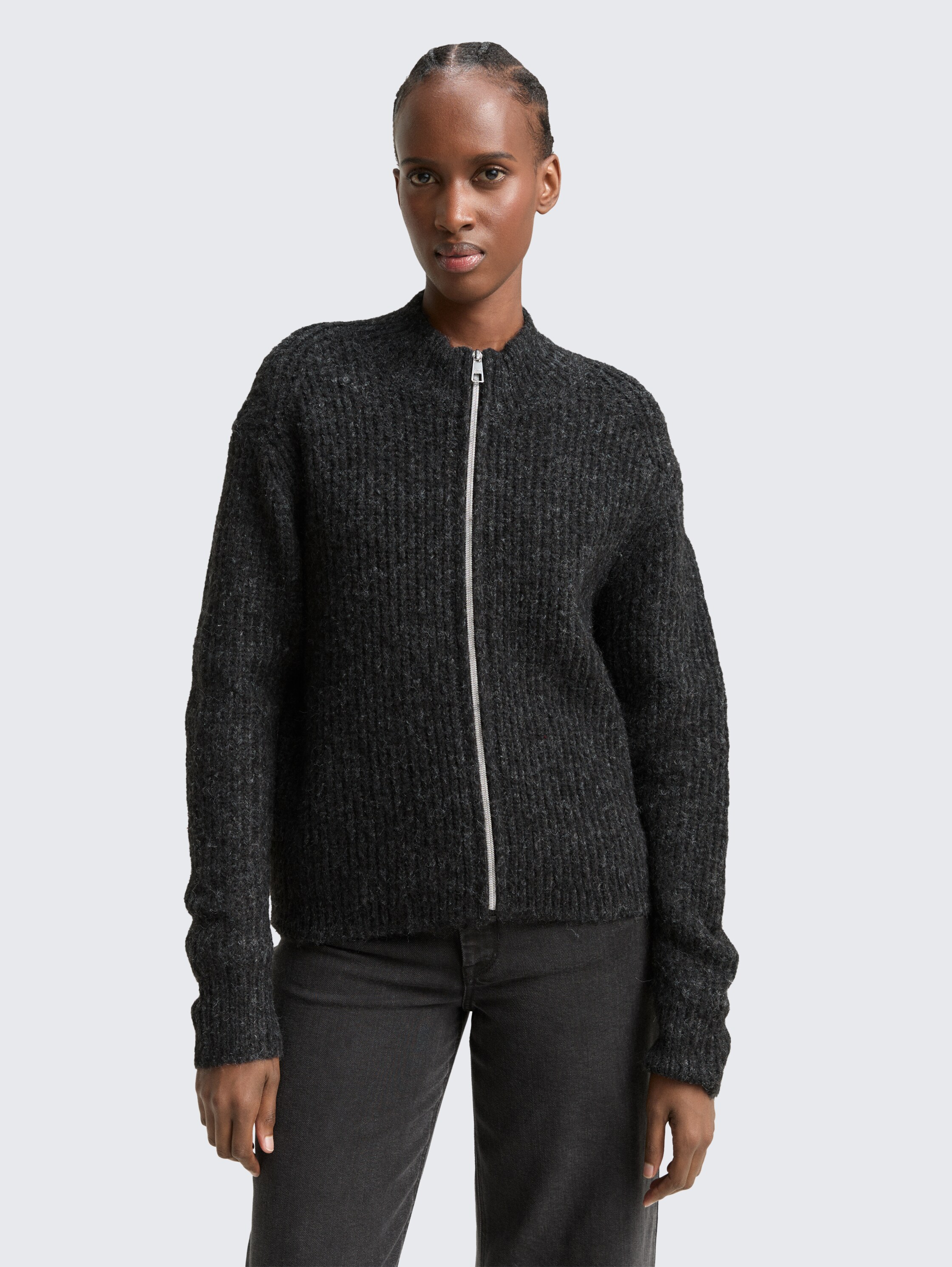 Cardigan mit Reißverschluss - shale_grey_melange - 