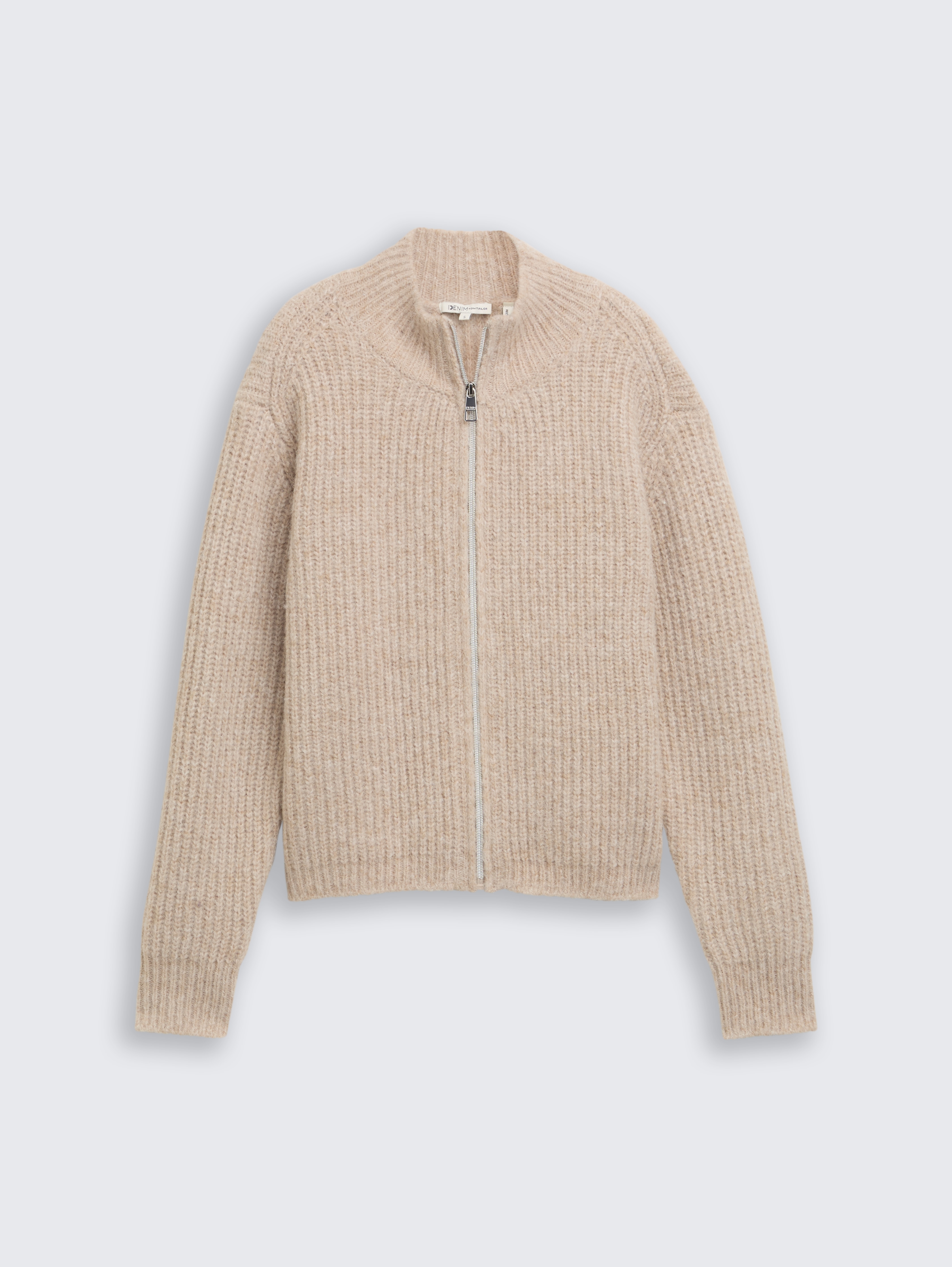 Cardigan with zip in beige by Tom Tailor