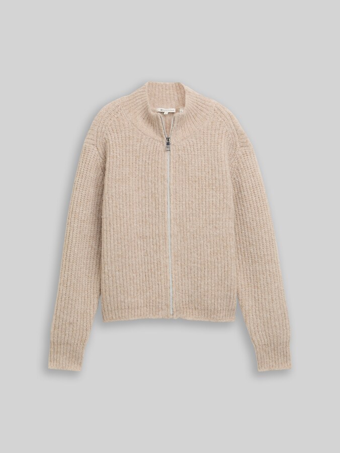 Cardigan mit Reißverschluss von Denim Female, cosy beige melange