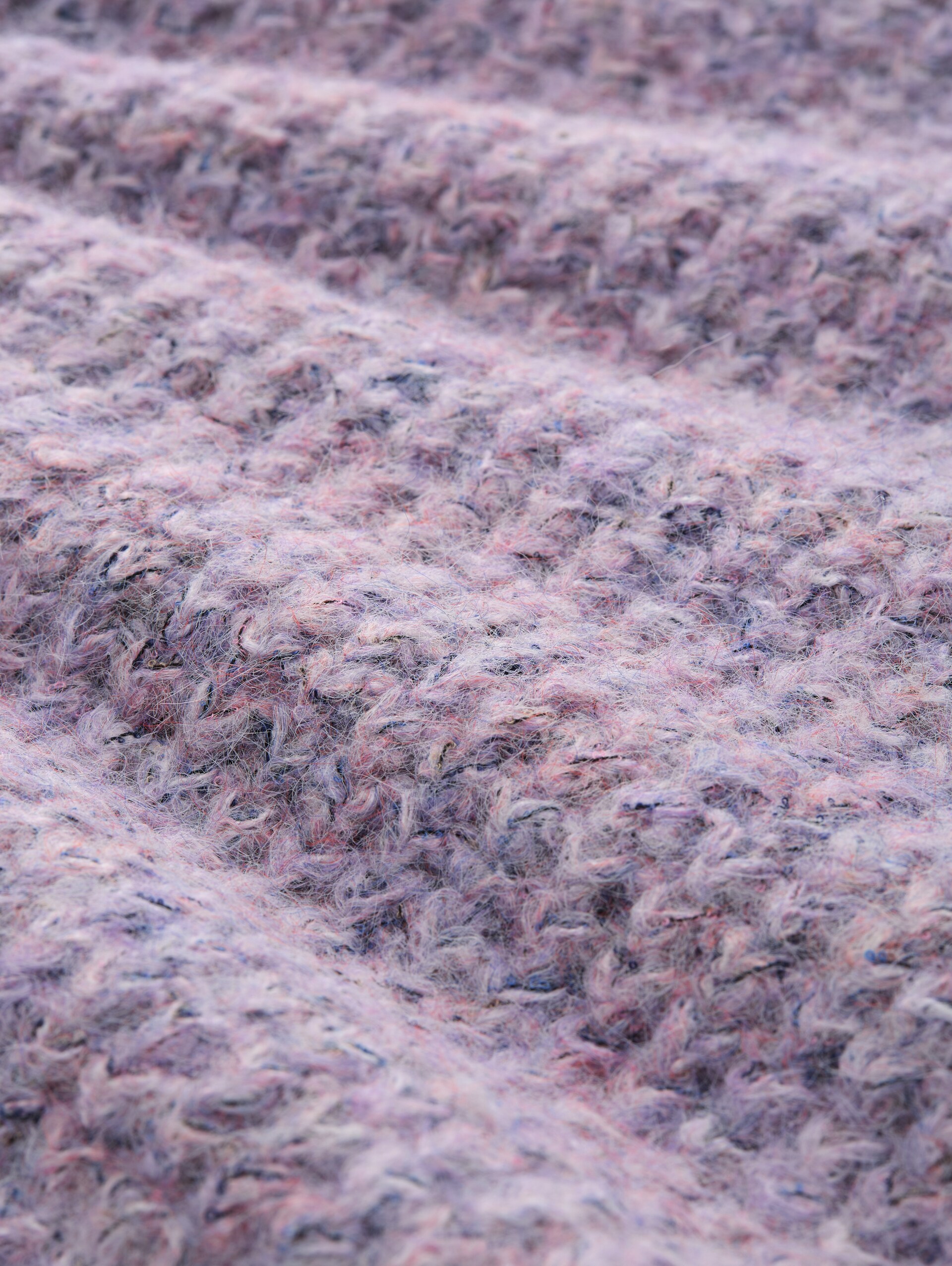Long-style knitted jumper with wool content - lilac multicolor melange - Material view