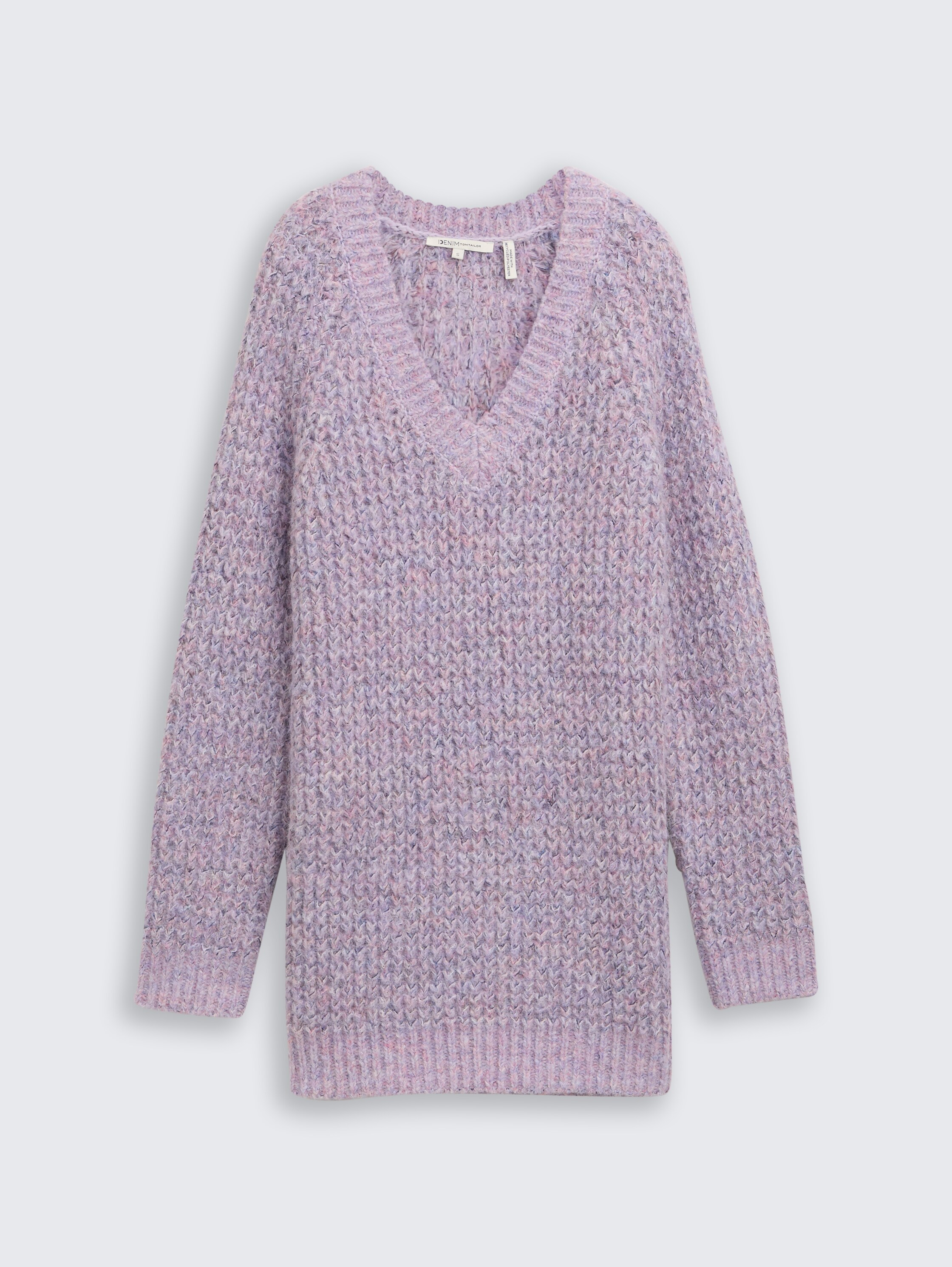 Longstyle Strickpullover mit Wollanteil - lilac_multicolor_melange - 