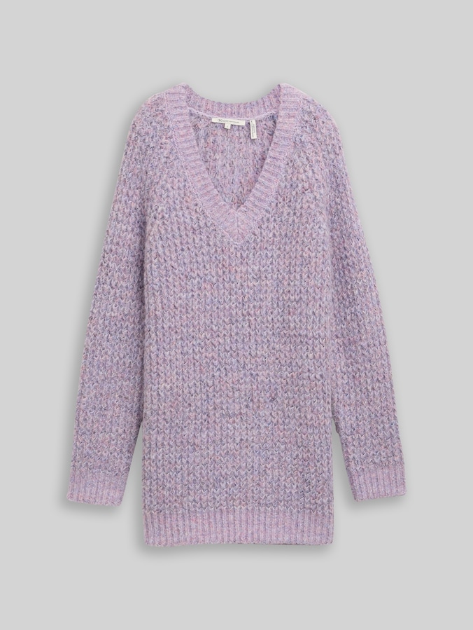 Longstyle Strickpullover mit Wollanteil von Denim Female, lilac multicolor melange