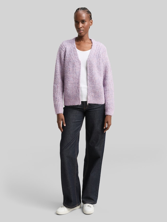 Relaxed Fit Cardigan mit Wollanteil von Denim Female, lilac multicolor melange