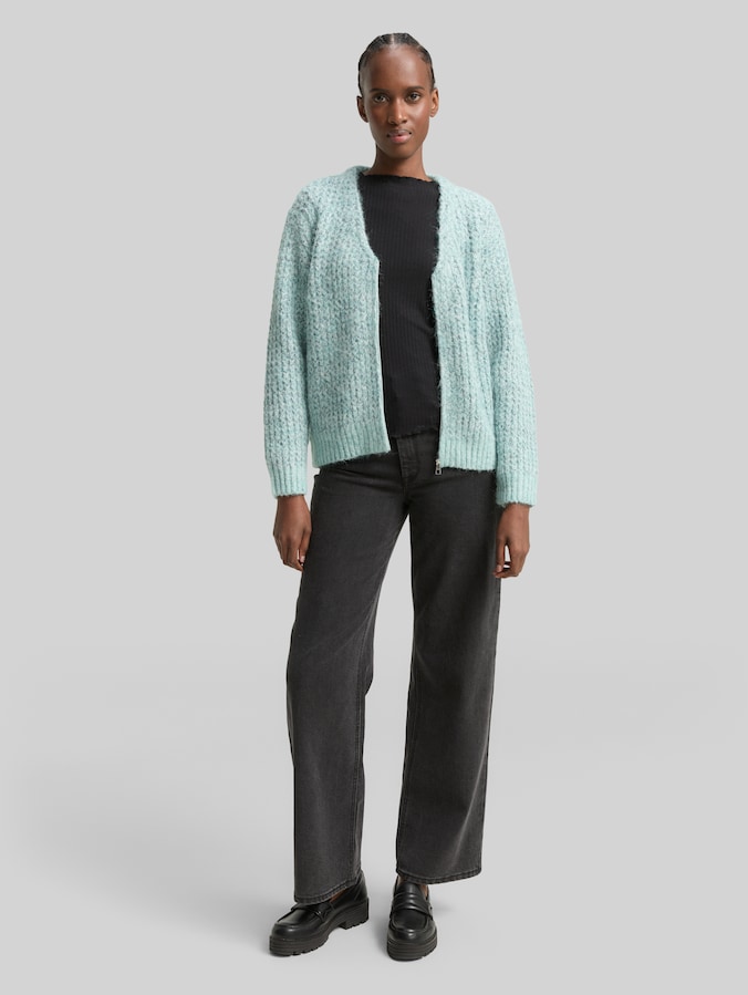 Relaxed fit vest met wol door Denim Female, mint multicolor melange