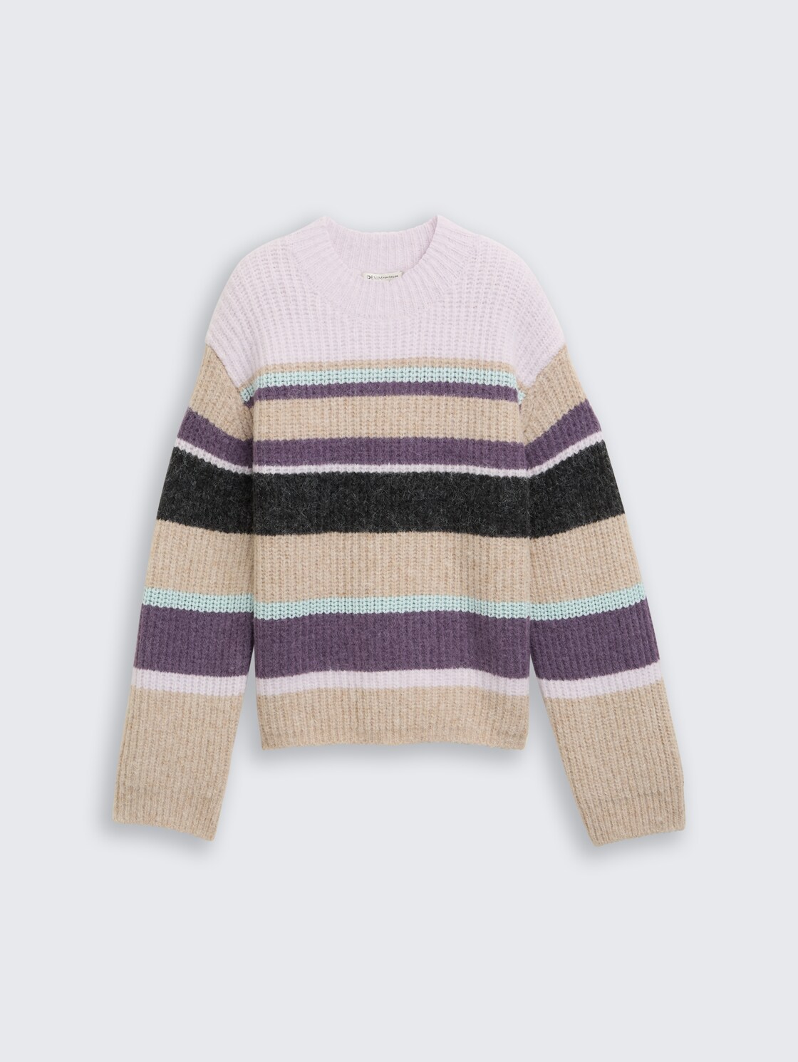 Relaxed Fit Strickpullover mit Streifenmuster - beige lilac multicolor stripe