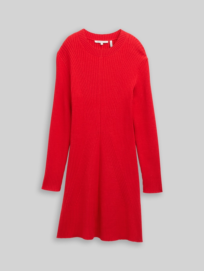 Fitted Mini-Kleid aus Rippstrick von Denim Female, brilliant red