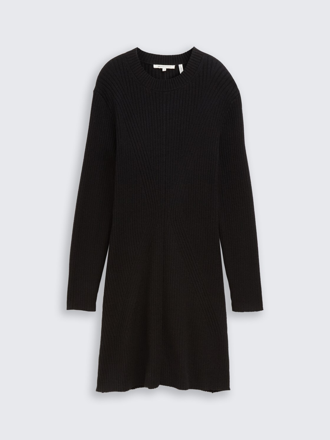 Fitted Mini-Kleid aus Rippstrick - deep black - Vorder-Produkt-Ansicht