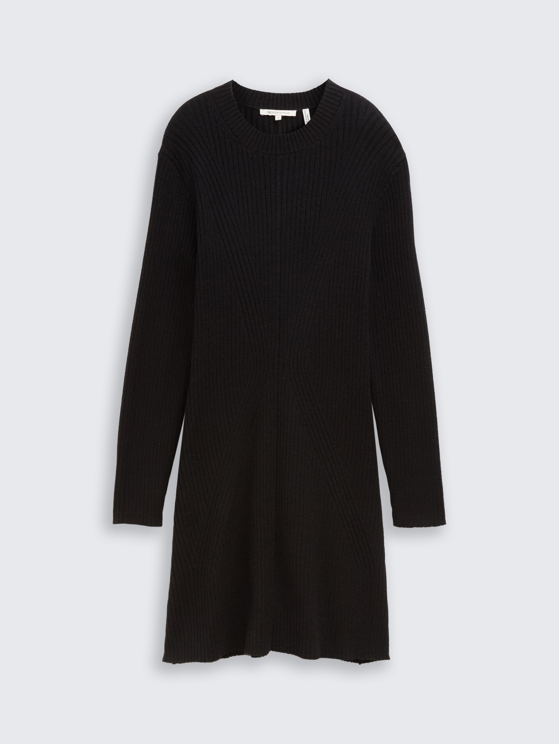 Fitted Mini-Kleid aus Rippstrick - deep black - Vorder-Produkt-Ansicht