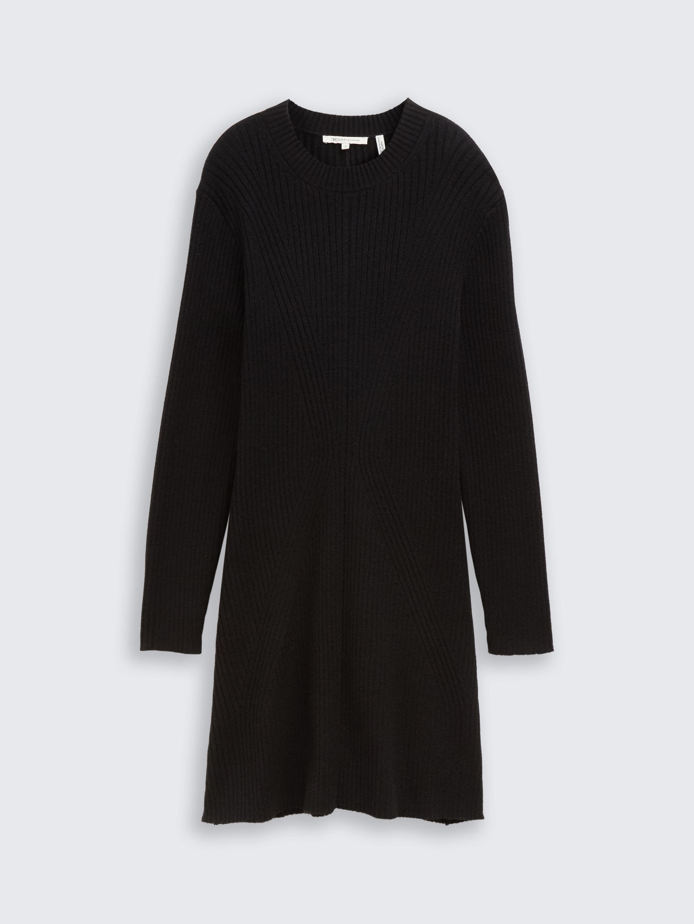 Getailleerde mini-jurk van geribbelde tricot - deep_black_1 - 