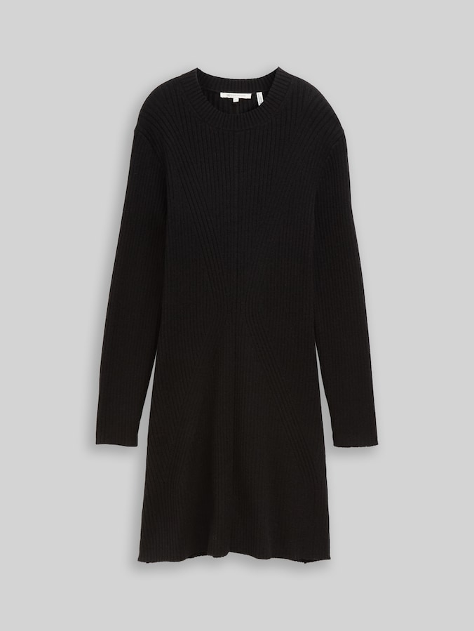 Fitted Mini-Kleid aus Rippstrick von Denim Female, deep black