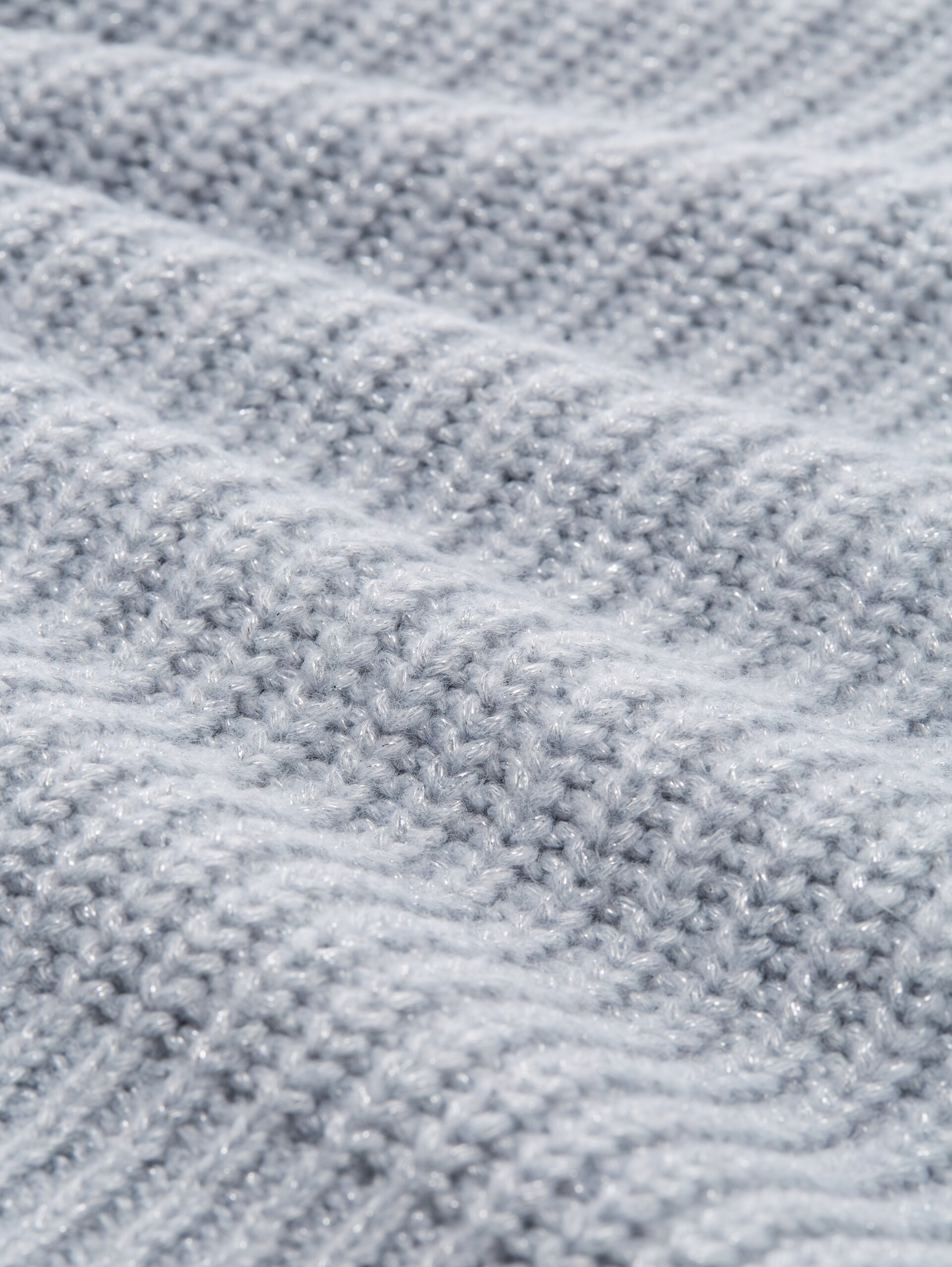 Relaxed Fit Strickpullover mit Glitzer-Effekt - Cement Grey Mélange - Material-Ansicht