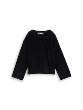 Ausgewählt, Strickpullover aus Federgarn von Tom Tailor, schwarz
