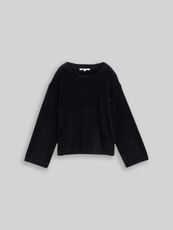 Strickpullover aus Federgarn von Denim Female, deep black