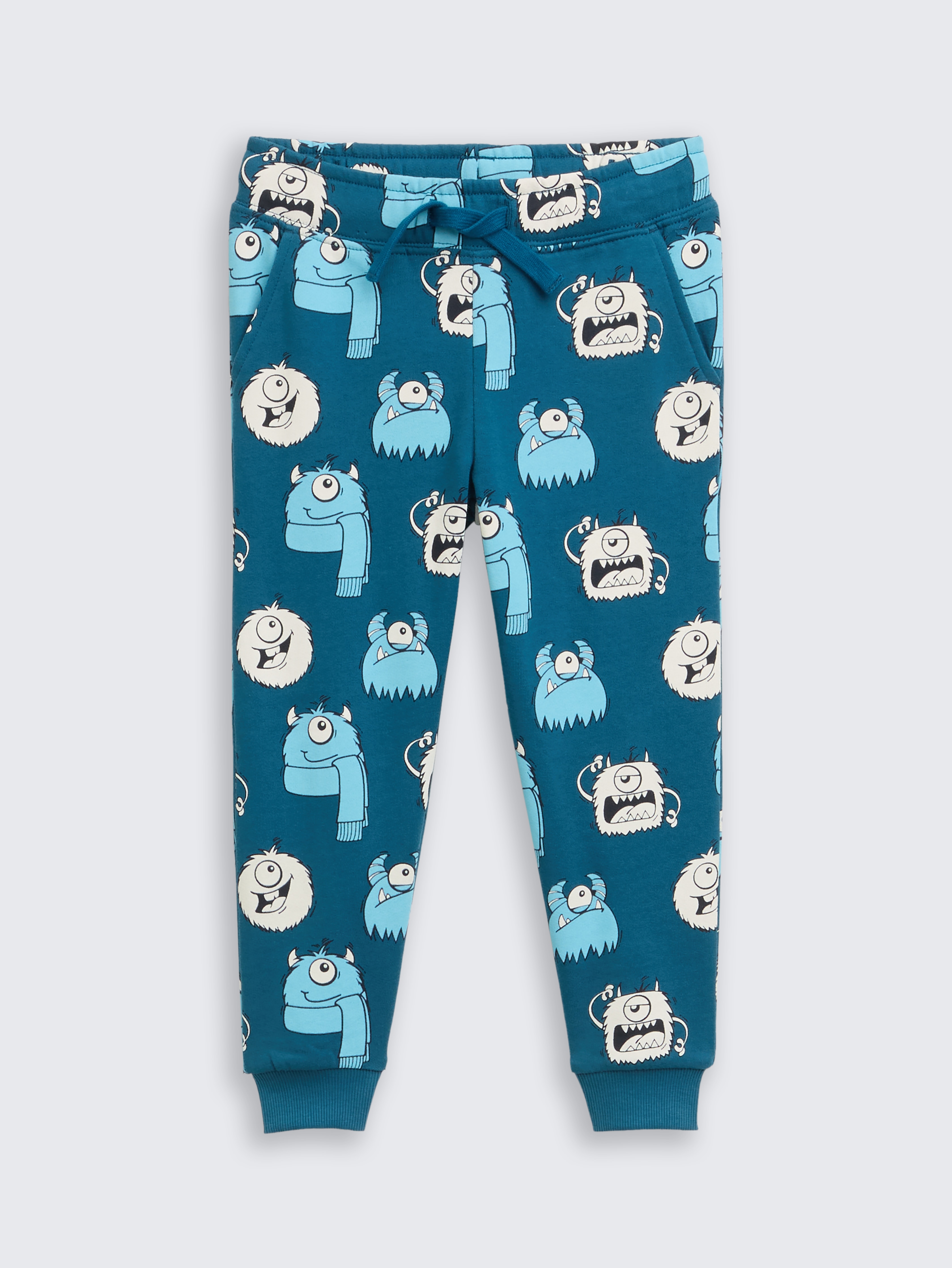 Basic Jogginghose mit Allover-Print von Mini Boys, bluish cozy monster design