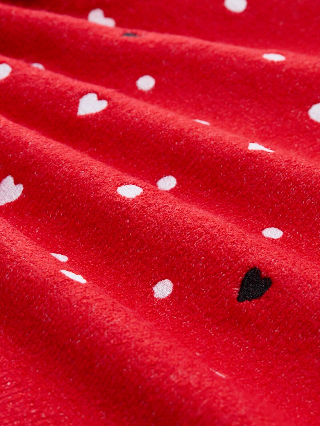 Relaxed Fit Strickpullover mit Stickereien - red with hearts - Material-Ansicht
