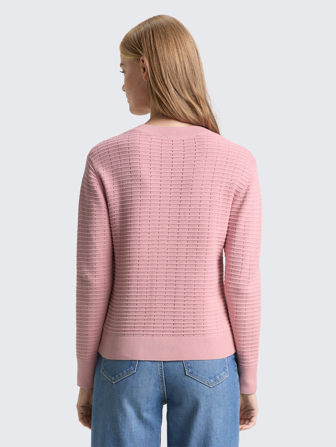 Strickpullover mit Rundhalsausschnitt - soft mauve rose