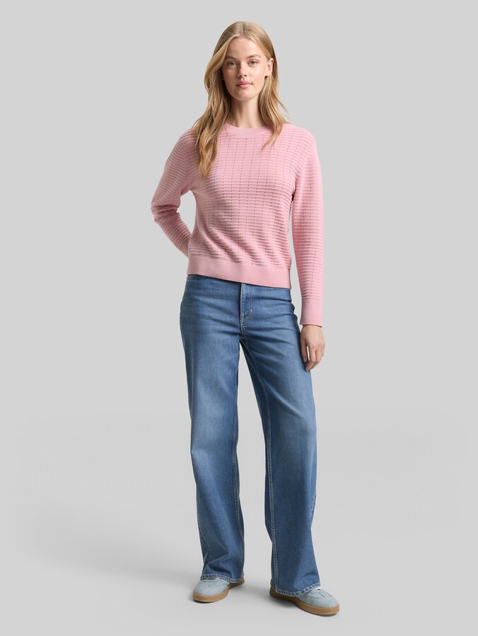Gebreide trui met ronde hals door Denim Female, soft mauve rose