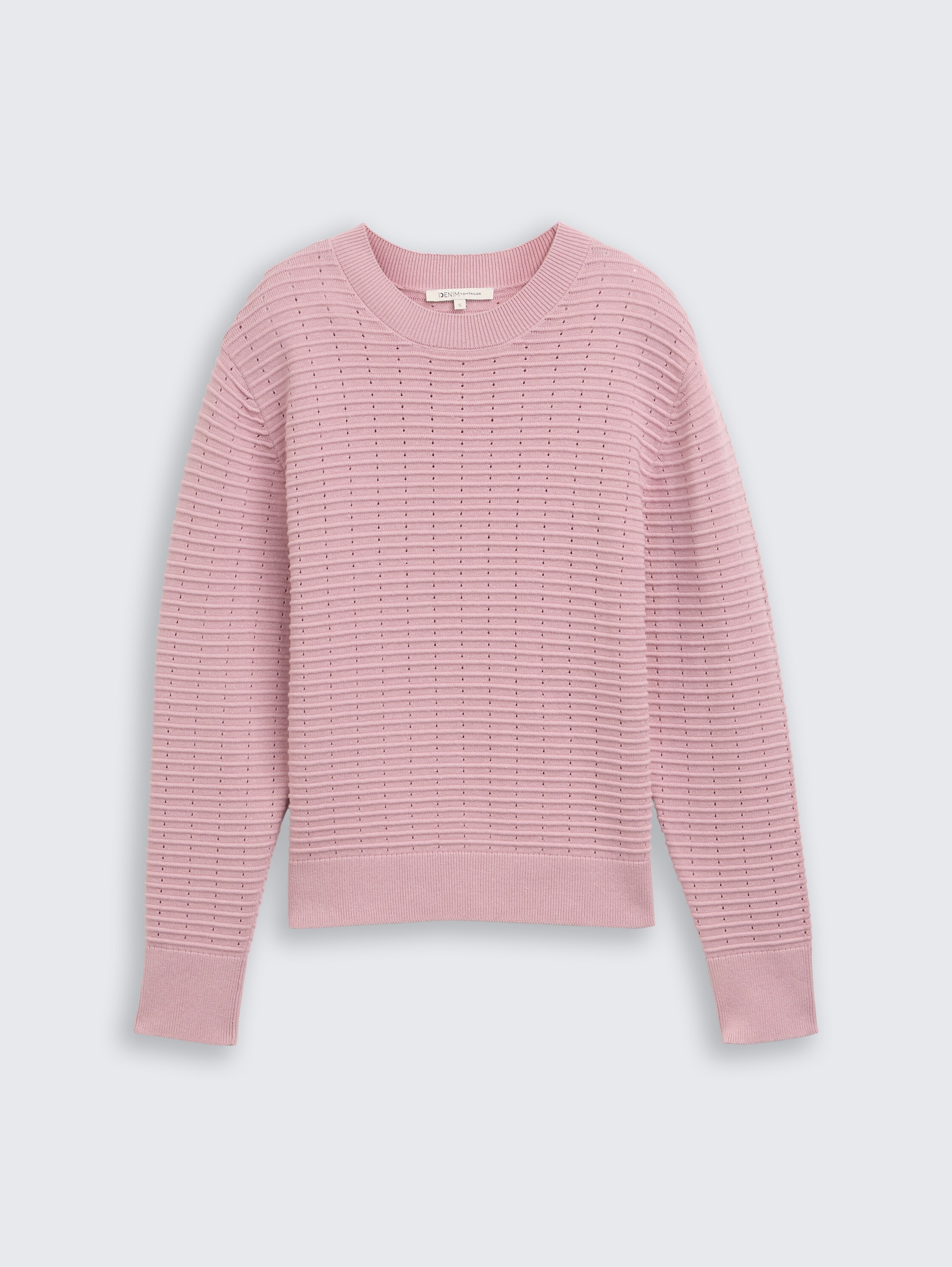 Knitted jumper with round neckline - soft mauve rose