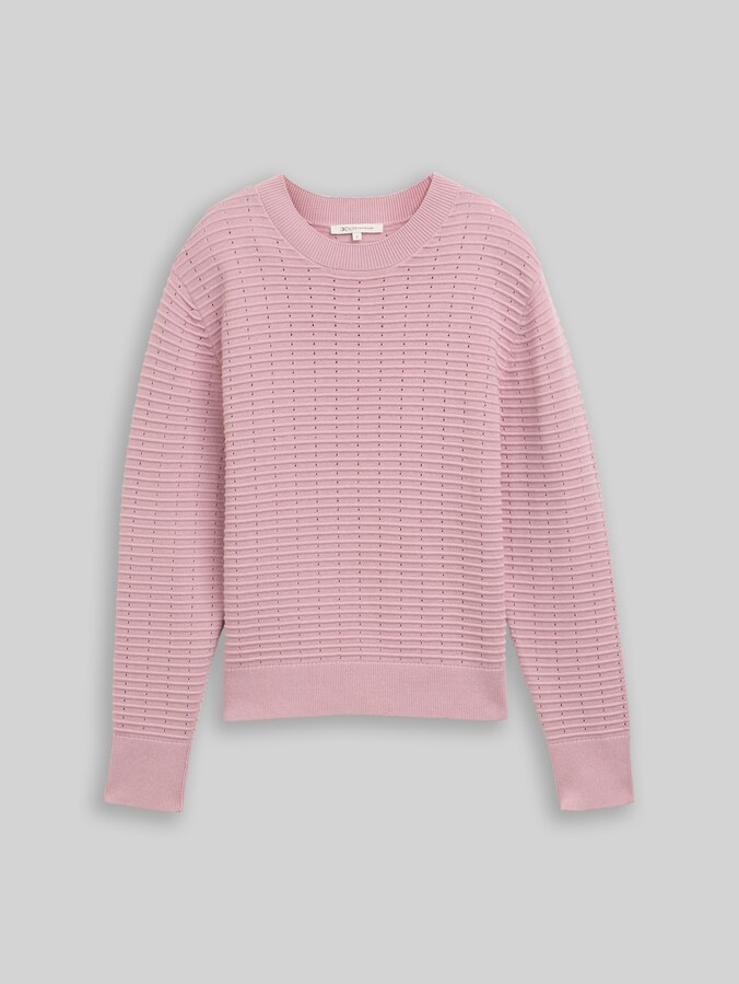 Pull en maille à col rond par Denim Female, soft mauve rose