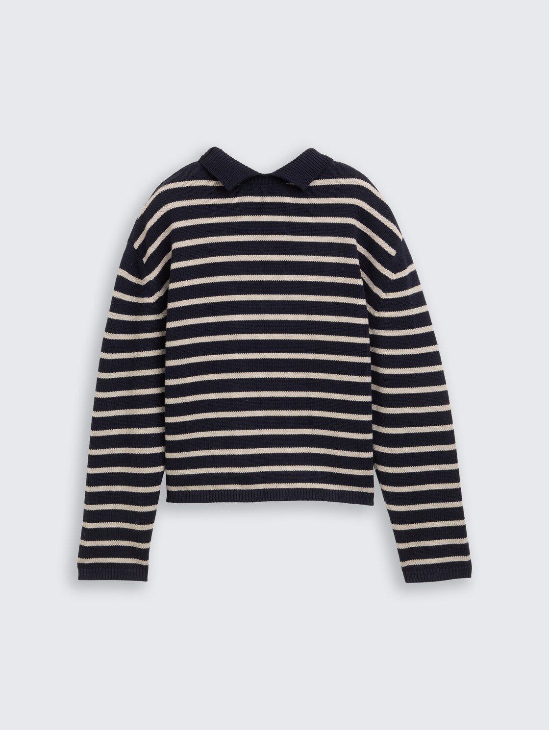 Relaxed Fit Strickpullover mit Streifenmuster - navy cloud grey stripe