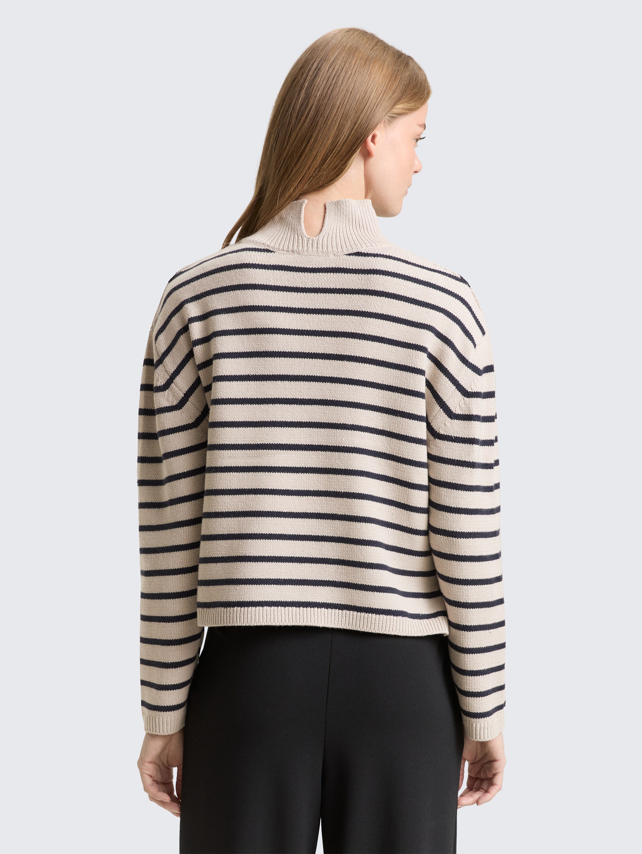 Relaxed Fit Strickpullover mit Streifenmuster - cloud grey navy stripe