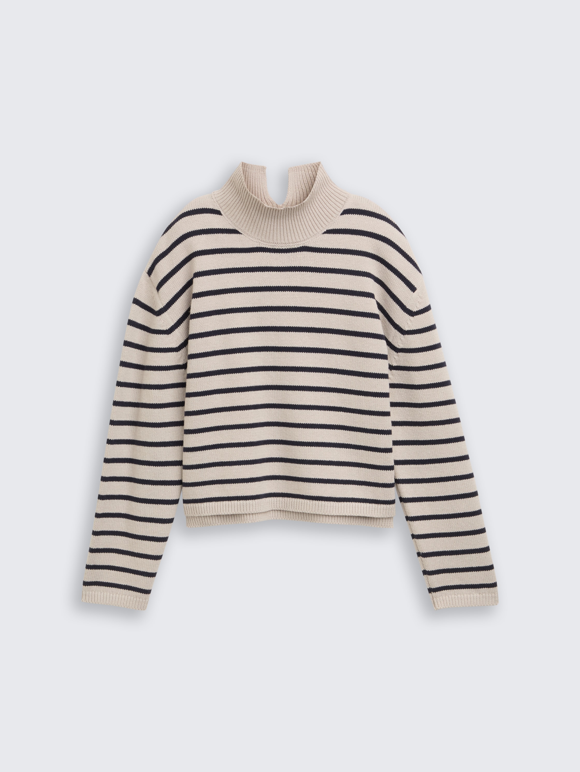 Relaxed Fit Strickpullover mit Streifenmuster - cloud grey navy stripe