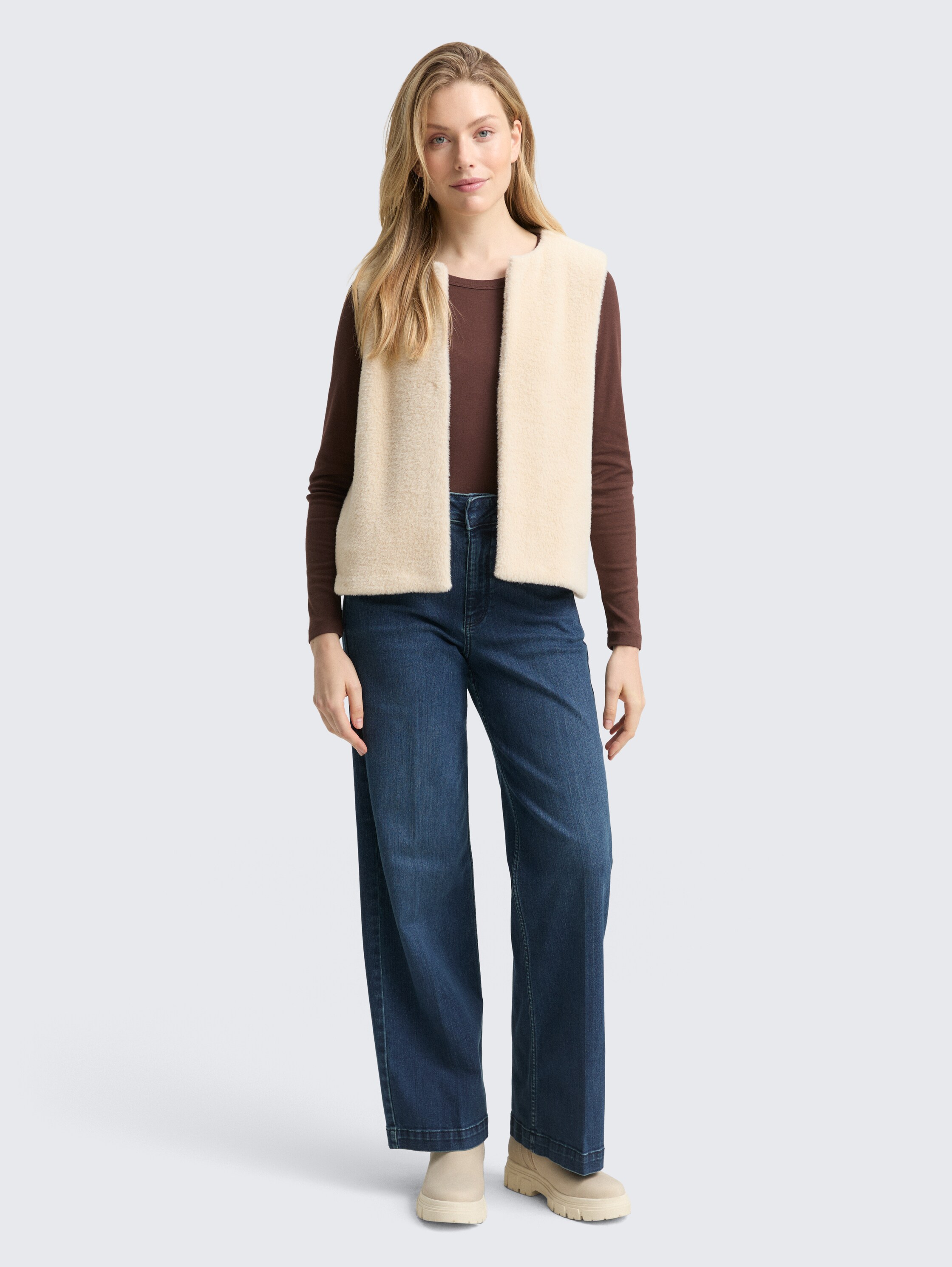 Teddy Weste mit Taschen - sand_stone_beige - 