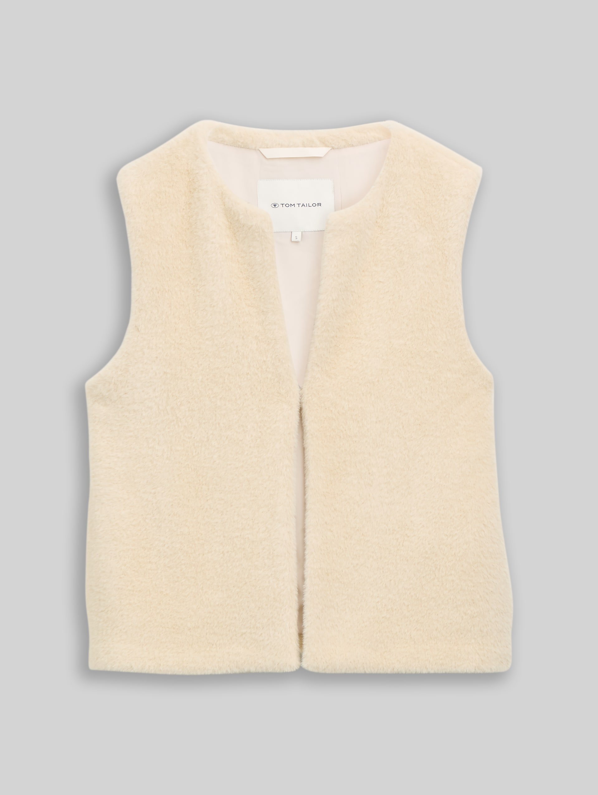 Teddy vest met zakken - sand stone beige - Product vooraanzicht
