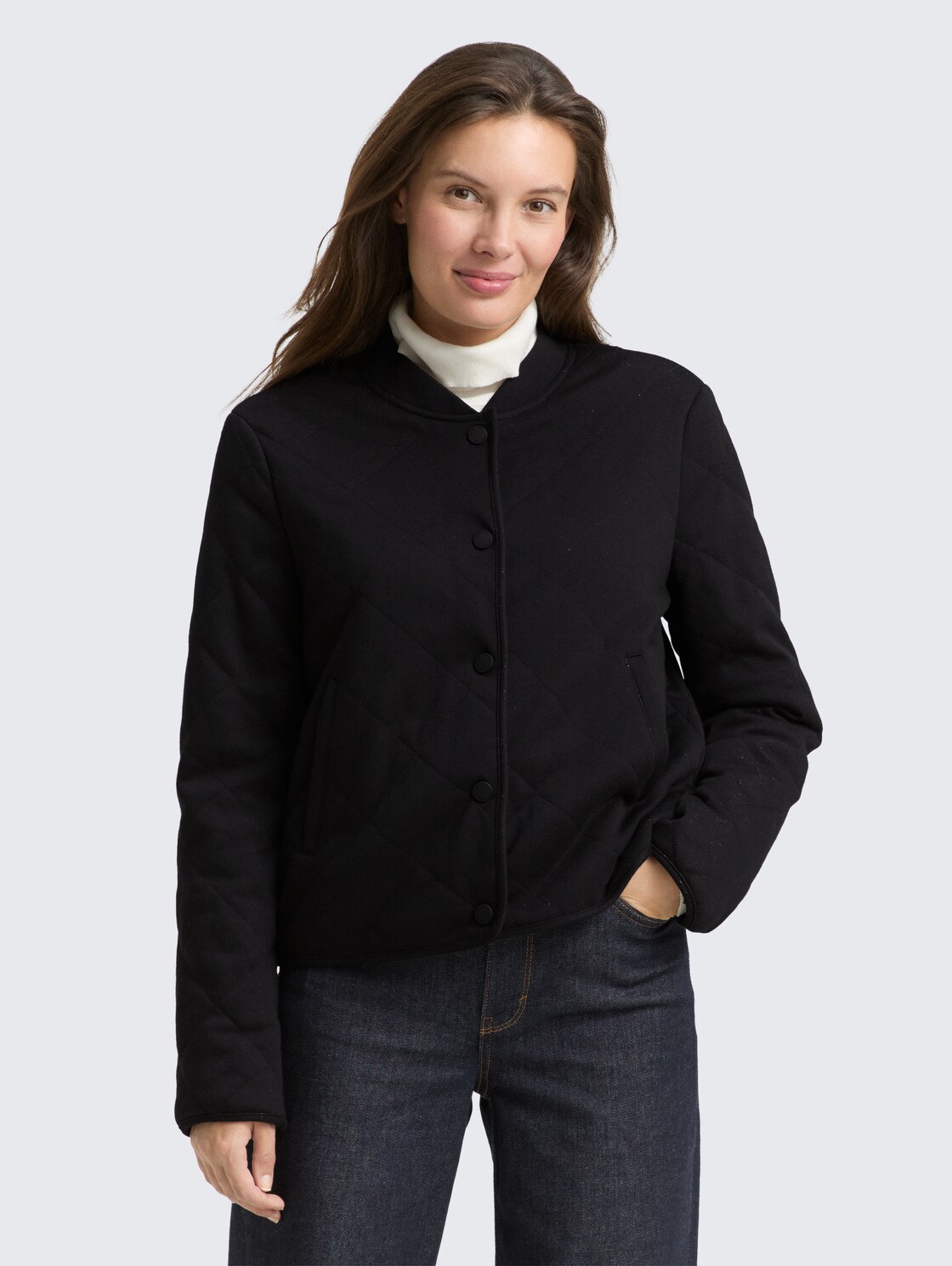 Steppjacke mit Glitzer-Effekt - structure with lurex - Model-Vorderansicht