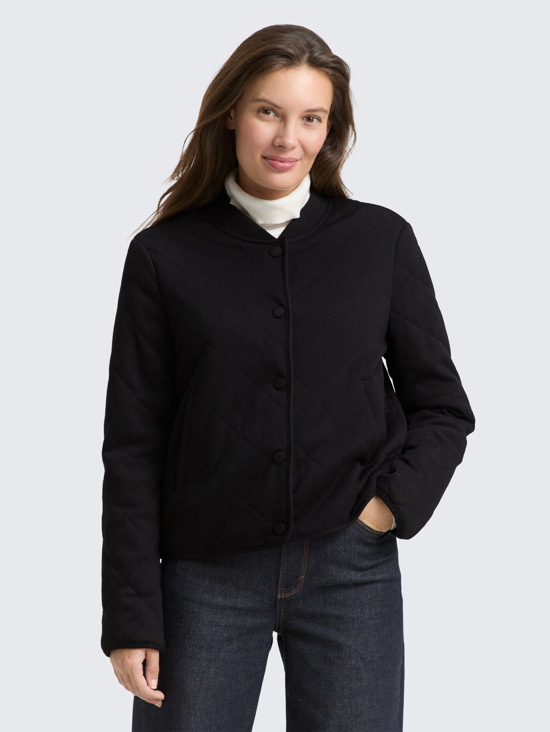 Steppjacke mit Glitzer-Effekt - structure with lurex - Model-Vorderansicht